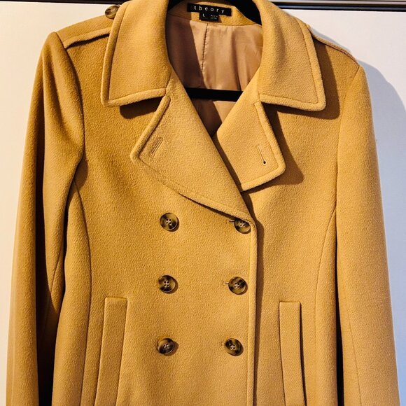 CLASSIC Theory Cashmere-Blend Peacoat, Camel, Sz L, EUC - Picture 1 of 3